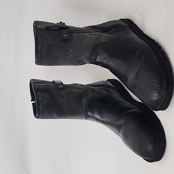 UGG Rosalie canvas & leather Black and Gray boots size 9 - Picture 1 of 12